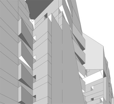 Mimari sanat konseptinde soyut çizgiler, minimum geometrik şekiller. 