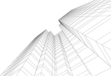 Mimari sanat konseptinde soyut çizgiler, minimum geometrik şekiller. 