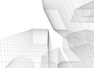 Mimari sanat konseptinde soyut çizgiler, minimum geometrik şekiller. 