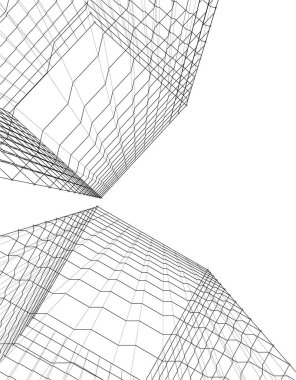 Mimari sanat konseptinde soyut çizgiler, minimum geometrik şekiller. 