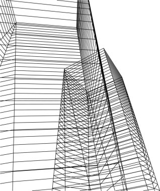 Mimari sanat konseptinde soyut çizgiler, minimum geometrik şekiller. 