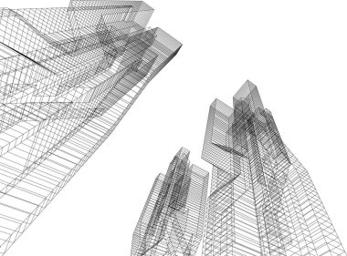 Mimari sanat konseptinde soyut çizgiler, minimum geometrik şekiller. 