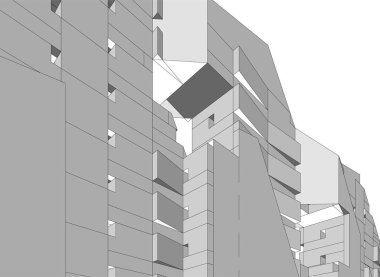 Mimari sanat konseptinde soyut çizgiler, minimum geometrik şekiller. 