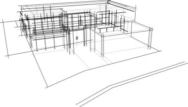 Mimari sanat konseptinde soyut çizgiler, minimum geometrik şekiller. 