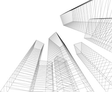 Mimari sanat konseptinde soyut çizgiler, minimum geometrik şekiller. 