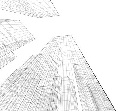 Mimari sanat konseptinde soyut çizgiler, minimum geometrik şekiller. 