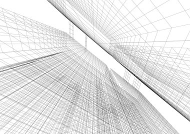 Mimari sanat konseptinde soyut çizgiler, minimum geometrik şekiller.