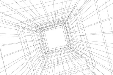 Mimari sanat konseptinde soyut çizgiler, minimum geometrik şekiller. 