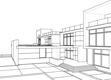 Mimari sanat konseptinde soyut çizgiler, minimum geometrik şekiller. 