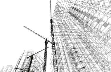 Mimari sanat konseptinde soyut çizgiler, minimum geometrik şekiller.