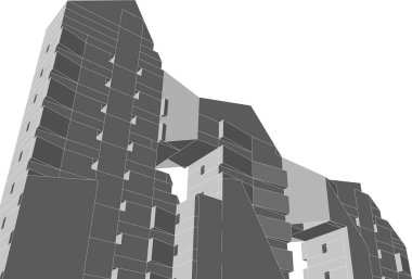 Mimari sanat konseptinde soyut çizgiler, minimum geometrik şekiller. 