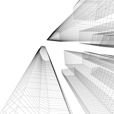 Mimari sanat konseptinde soyut çizgiler, minimum geometrik şekiller. 