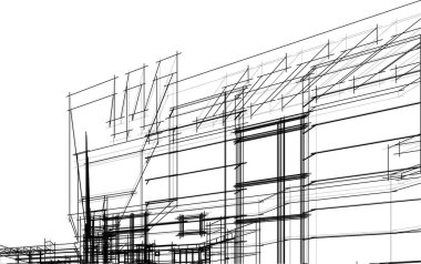 Mimari sanat konseptinde soyut çizgiler, minimum geometrik şekiller.