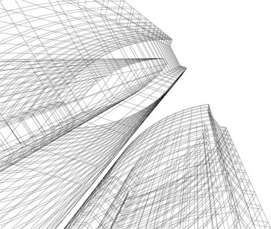 Mimari sanat konseptinde soyut çizgiler, minimum geometrik şekiller.