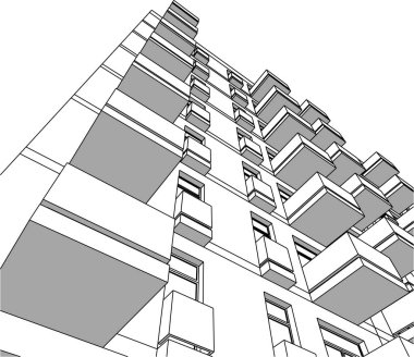 Mimari sanat konseptinde soyut çizgiler, minimum geometrik şekiller. 