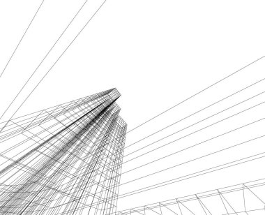 Mimari sanat konseptinde soyut çizgiler, minimum geometrik şekiller. 