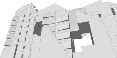 Mimari sanat konseptinde soyut çizgiler, minimum geometrik şekiller. 