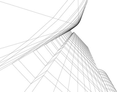 Mimari sanat konseptinde soyut çizgiler, minimum geometrik şekiller. 