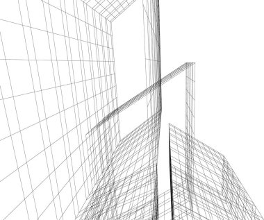 Mimari sanat konseptinde soyut çizgiler, minimum geometrik şekiller. 