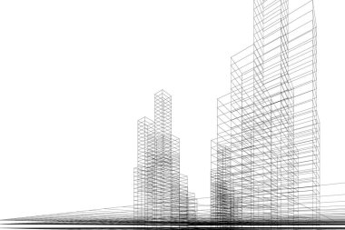 Mimari sanat konseptinde soyut çizgiler, minimum geometrik şekiller.