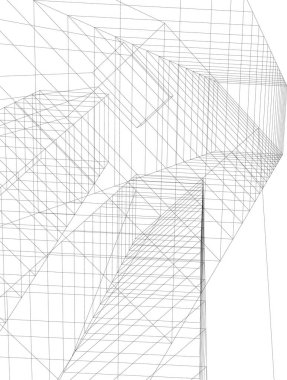 Mimari sanat konseptinde soyut çizgiler, minimum geometrik şekiller. 