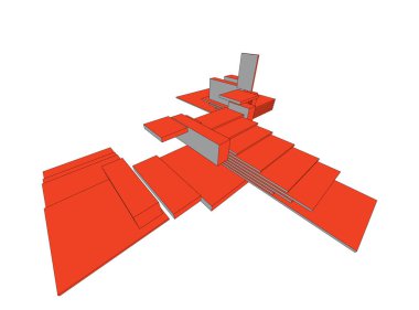 Mimari sanat konseptinde soyut çizgiler, minimum geometrik şekiller.