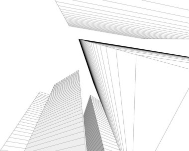 Mimari sanat konseptinde soyut çizgiler, minimum geometrik şekiller. 