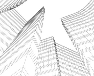 Mimari sanat konseptinde soyut çizgiler, minimum geometrik şekiller. 