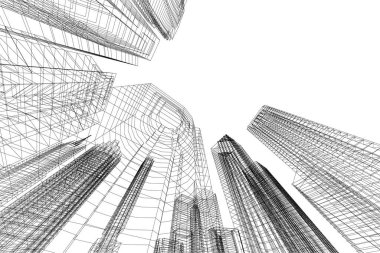 Mimari sanat konseptinde soyut çizgiler, minimum geometrik şekiller.