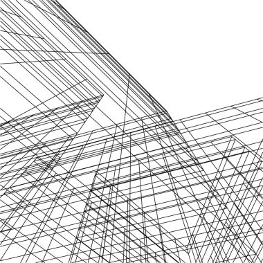 Mimari sanat konseptinde soyut çizgiler, minimum geometrik şekiller. 