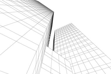 Mimari sanat konseptinde soyut çizgiler, minimum geometrik şekiller.