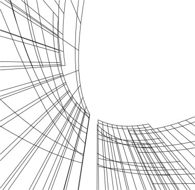 Mimari sanat konseptinde soyut çizgiler, minimum geometrik şekiller. 