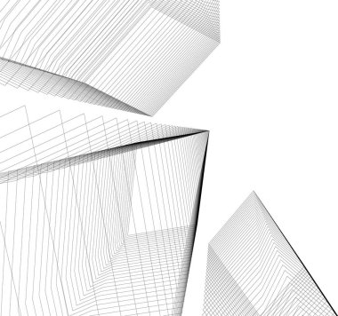 Mimari sanat konseptinde soyut çizgiler, minimum geometrik şekiller. 