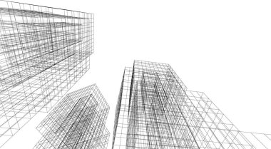 Mimari sanat konseptinde soyut çizgiler, minimum geometrik şekiller.