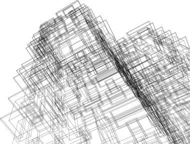 Arkaplanda mimari bina 3d illüstrasyon