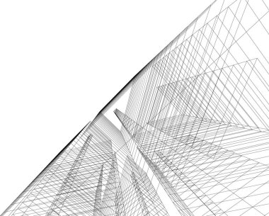 Mimari sanat konseptinde soyut çizgiler, minimum geometrik şekiller. 