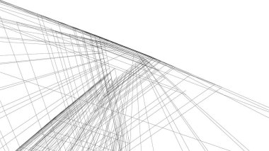 Mimari sanat konseptinde soyut çizgiler, minimum geometrik şekiller. 
