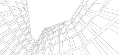 Mimari sanat konseptinde soyut çizgiler, minimum geometrik şekiller. 