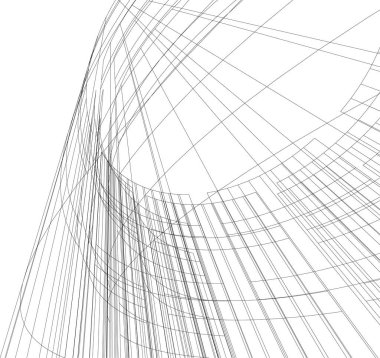 Mimari sanat konseptinde soyut çizgiler, minimum geometrik şekiller. 
