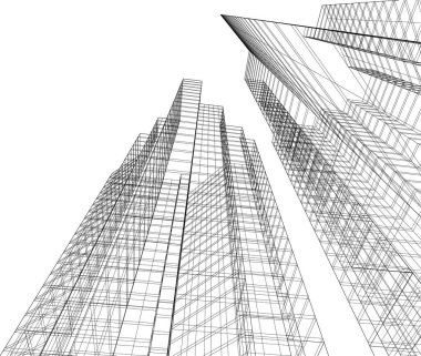 Mimari sanat konseptinde soyut çizgiler, minimum geometrik şekiller.