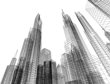 Mimari sanat konseptinde soyut çizgiler, minimum geometrik şekiller.