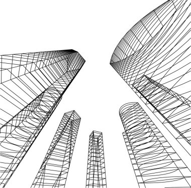 Mimari sanat konseptinde soyut çizgiler, minimum geometrik şekiller.