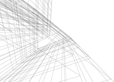 Mimari sanat konseptinde soyut çizgiler, minimum geometrik şekiller. 