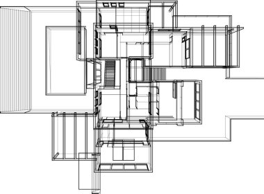 Arkaplanda mimari bina 3d illüstrasyon