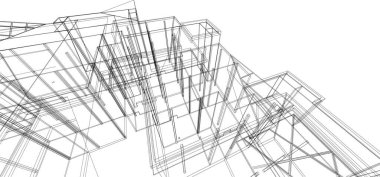 Mimari sanat konseptinde soyut çizgiler, minimum geometrik şekiller. 