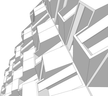 Mimari sanat konseptinde soyut çizgiler, minimum geometrik şekiller. 