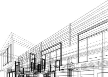 Mimari sanat konseptinde soyut çizgiler, minimum geometrik şekiller.
