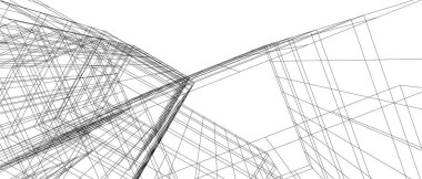 Mimari sanat konseptinde soyut çizgiler, minimum geometrik şekiller. 