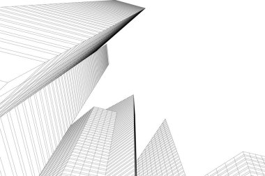 Mimari sanat konseptinde soyut çizgiler, minimum geometrik şekiller. 