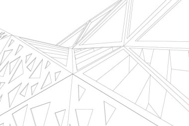 Mimari sanat konseptinde soyut çizgiler, minimum geometrik şekiller. 